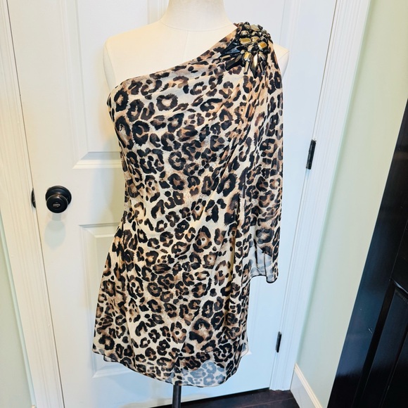 Cache Leopard Print One-Shoulder Dress - Picture 7 of 14